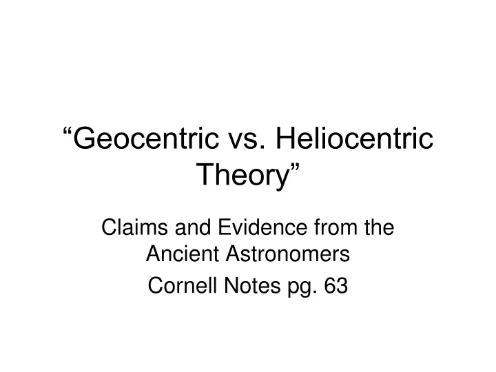 geocentric vs heliocentric theory