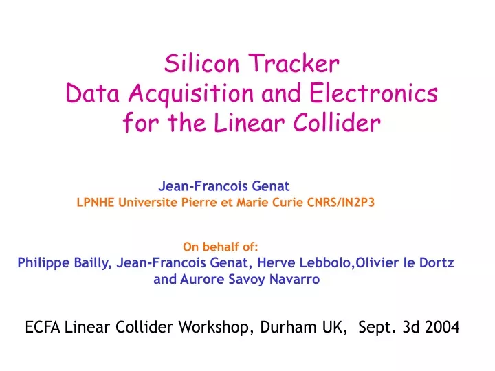 silicon tracker data acquisition and electronics for the linear collider
