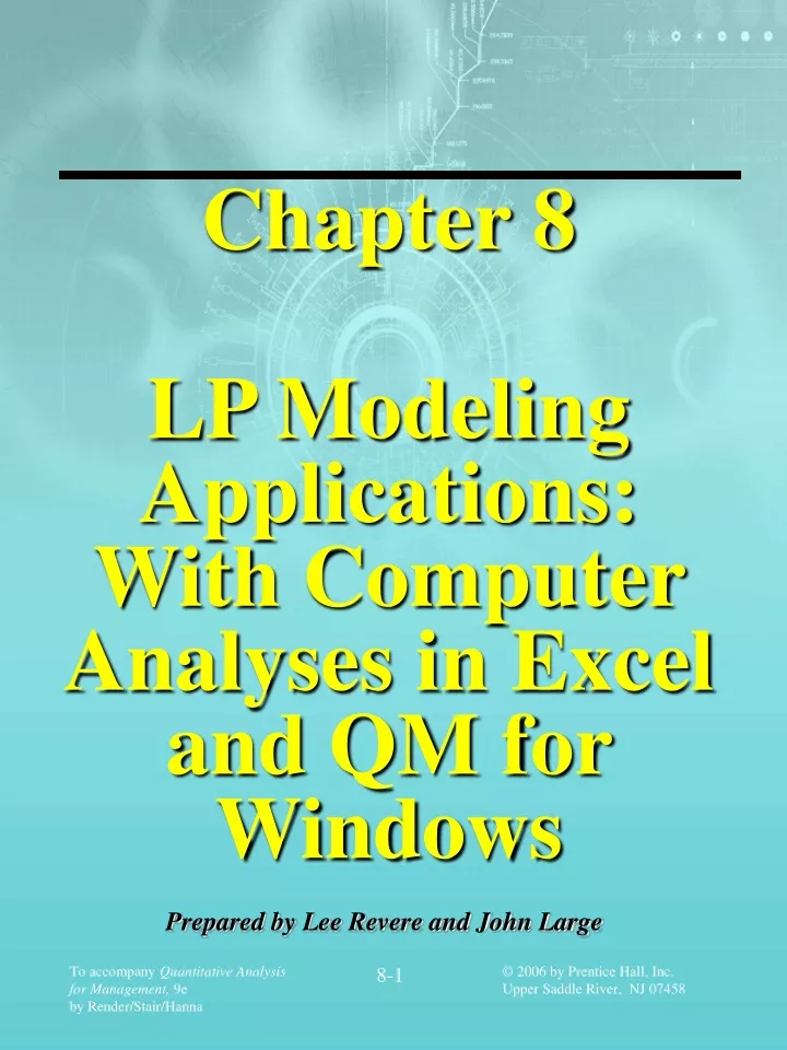 chapter 8 lp modeling applications with computer