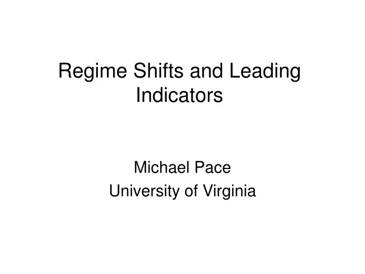 regime shifts and leading indicators