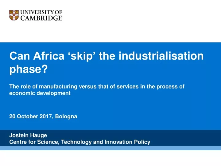 can africa skip the industrialisation phase