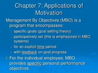 Chapter 7: Applications of Motivation