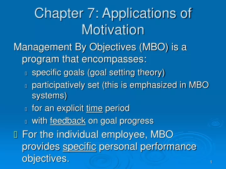 chapter 7 applications of motivation