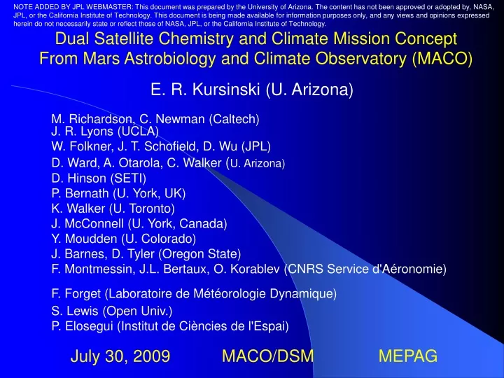 note added by jpl webmaster this document