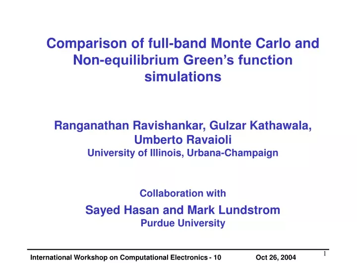 comparison of full band monte carlo