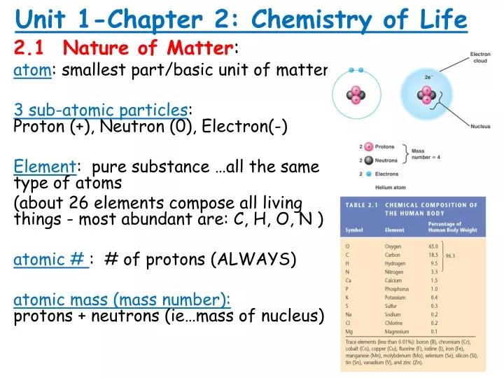 unit 1 chapter 2 chemistry of life