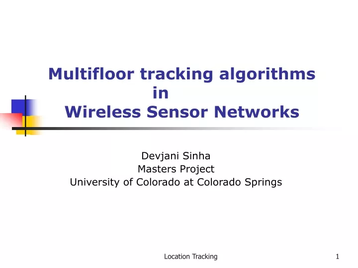 multifloor tracking algorithms in wireless sensor networks