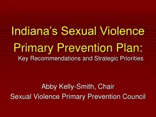 Indiana’s Sexual Violence  Primary Prevention Plan: Key Recommendations and Strategic Priorities