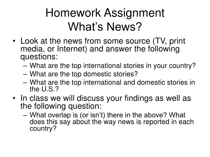 homework assignment what s news