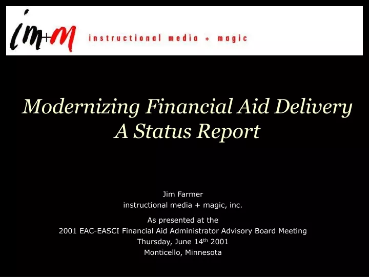 modernizing financial aid delivery a status report