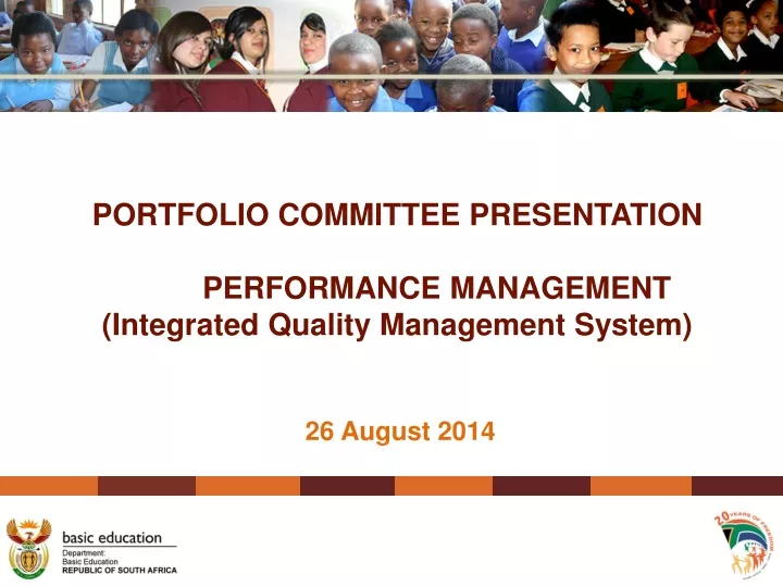 portfolio committee presentation performance management integrated quality management system