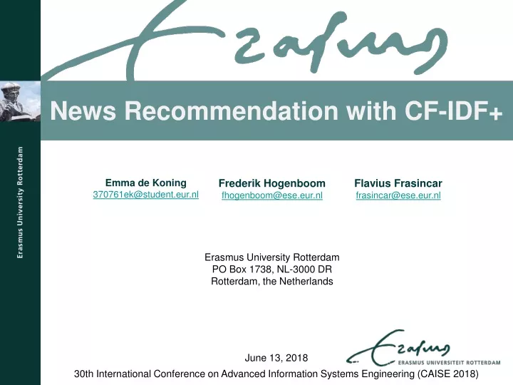 news recommendation with cf idf
