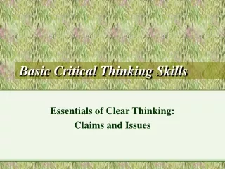 Basic Critical Thinking Skills