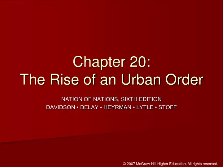 chapter 20 the rise of an urban order