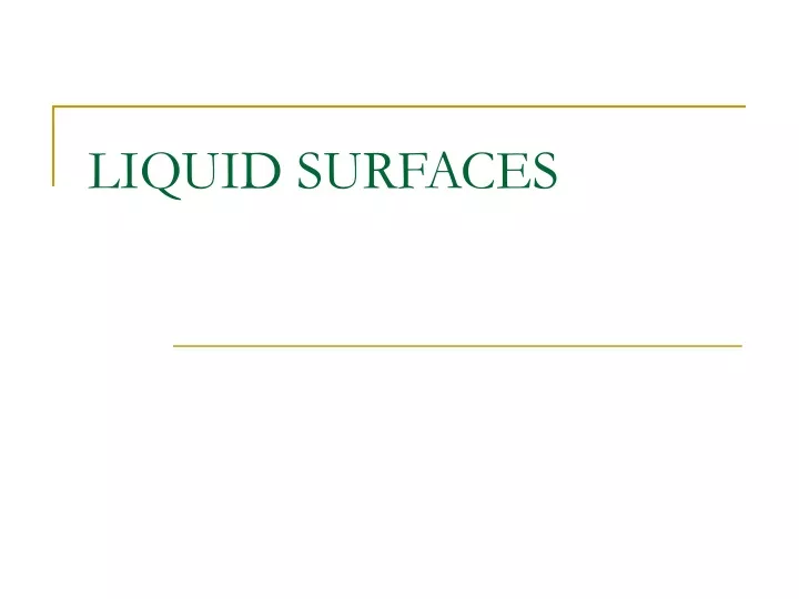 liquid surfaces