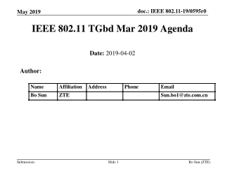 IEEE 802.11  TGbd  Mar 2019 Agenda