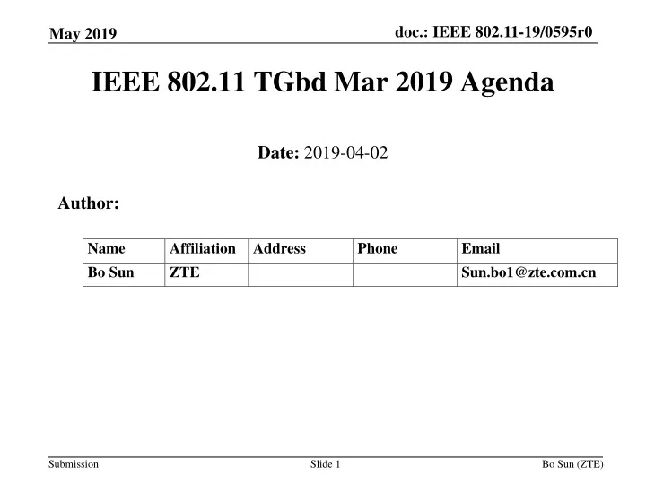 ieee 802 11 tgbd mar 2019 agenda