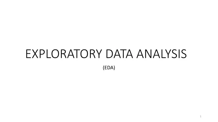 exploratory data analysis