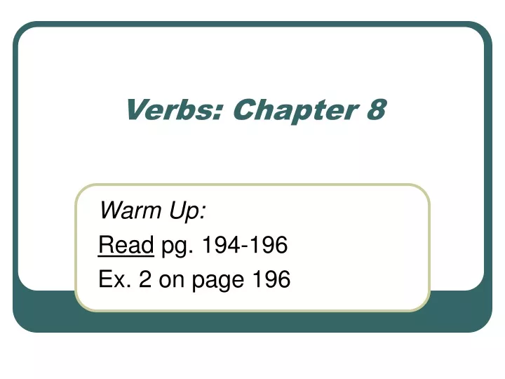 verbs chapter 8