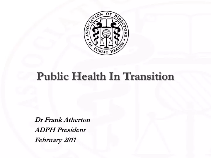 public health in transition