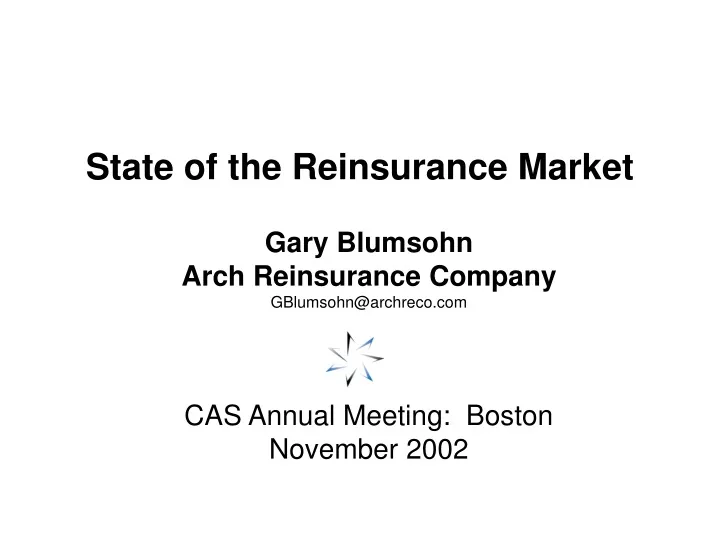 state of the reinsurance market