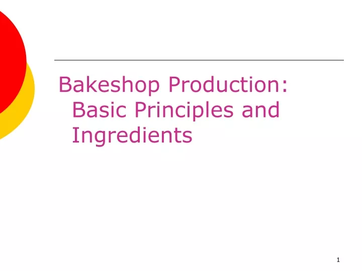 bakeshop production basic principles