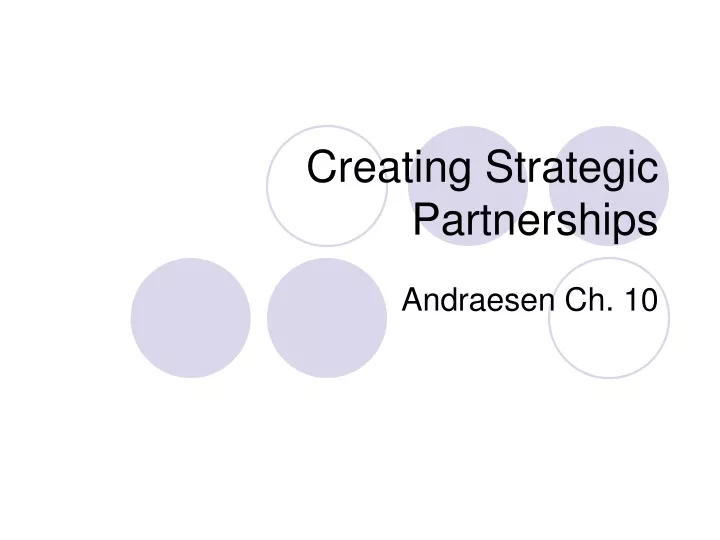 creating strategic partnerships