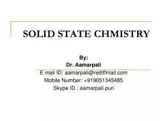 SOLID STATE CHMISTRY