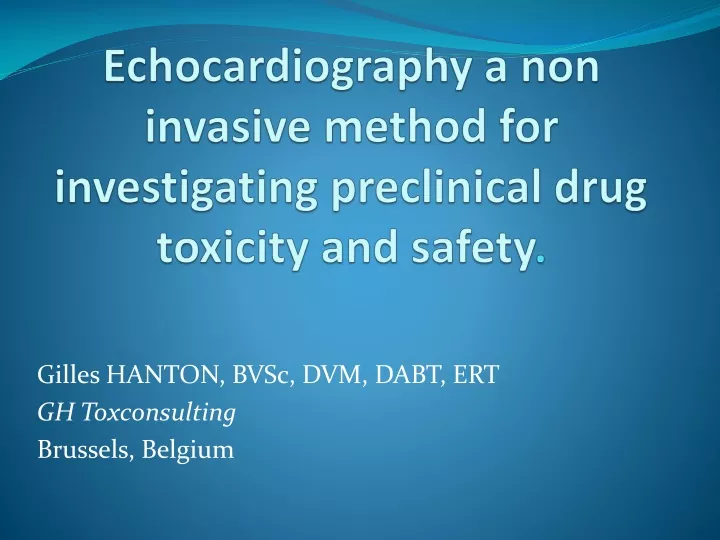 echocardiography a non invasive method for investigating preclinical drug toxicity and safety