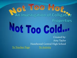 An Investigation of Colligative Properties