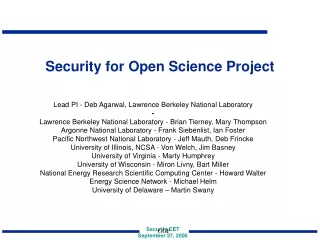 Security for Open Science Project