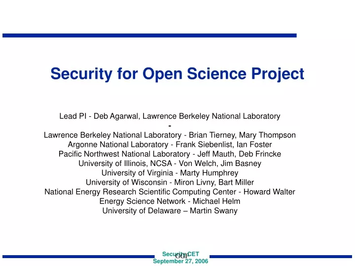 security for open science project