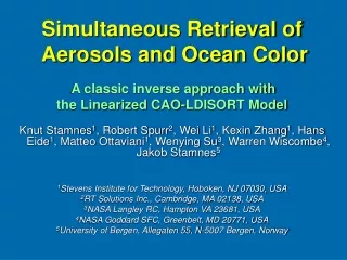 Simultaneous Retrieval of  Aerosols and Ocean Color A classic inverse approach with