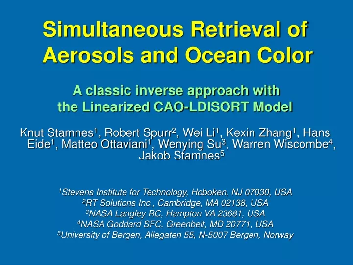 simultaneous retrieval of aerosols and ocean