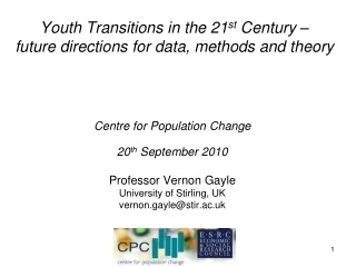 Youth Transitions in the 21 st  Century –  future directions for data, methods and theory