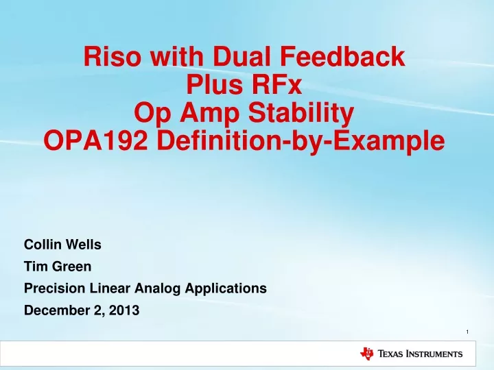 riso with dual feedback plus rfx op amp stability opa192 definition by example
