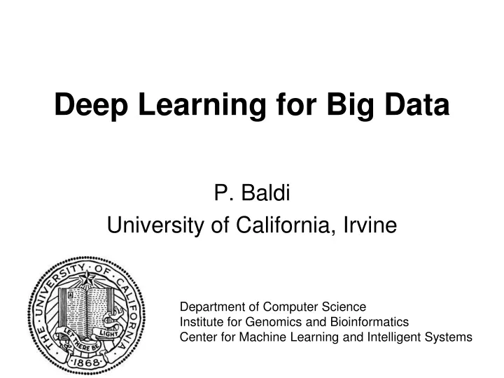 deep learning for big data