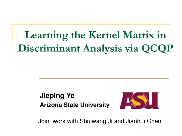 learning the kernel matrix in discriminant analysis via qcqp