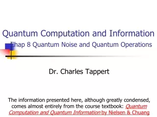 Quantum Computation and Information  Chap 8 Quantum Noise and Quantum Operations