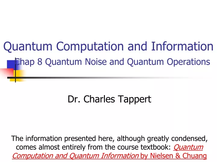 quantum computation and information chap 8 quantum noise and quantum operations