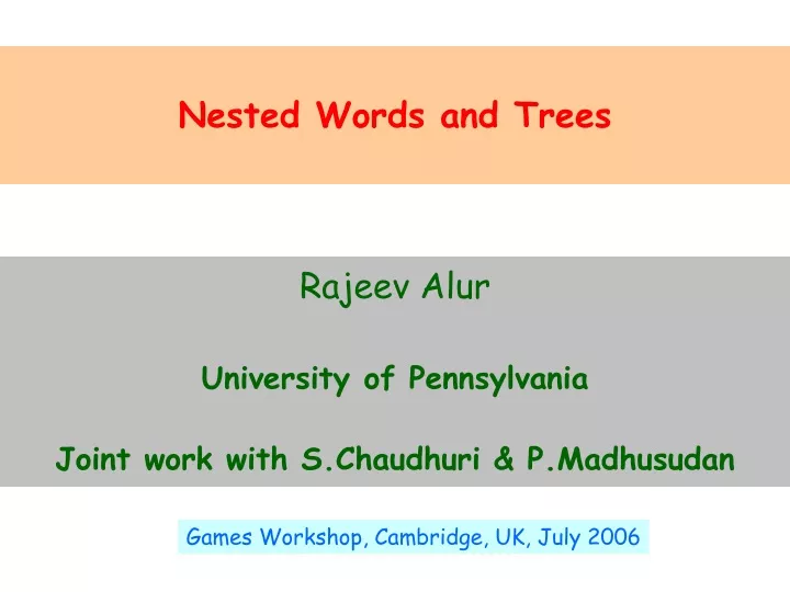 nested words and trees