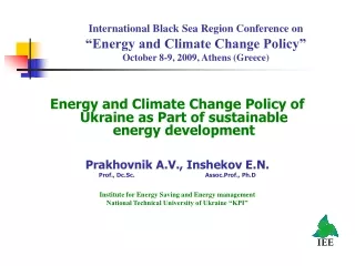 Energy and Climate Change Policy of Ukraine as Part of sustainable energy development