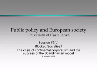 Public policy and European society University of Castellanza