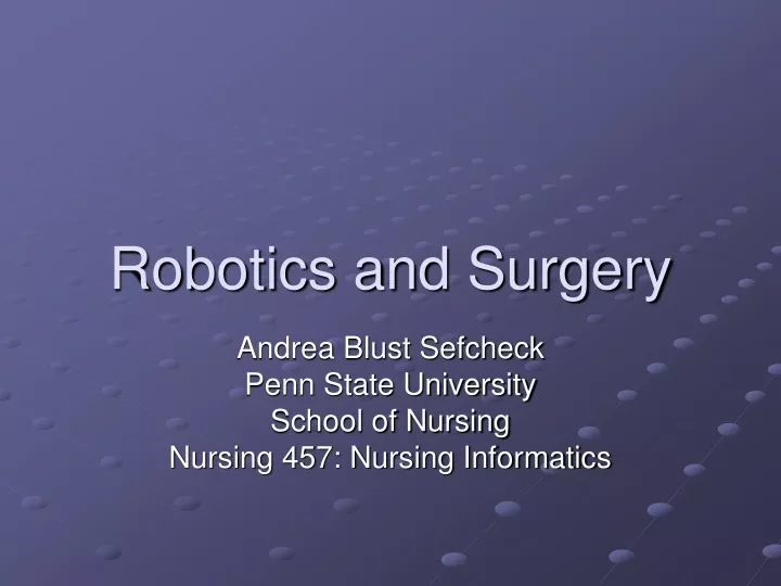 robotics and surgery