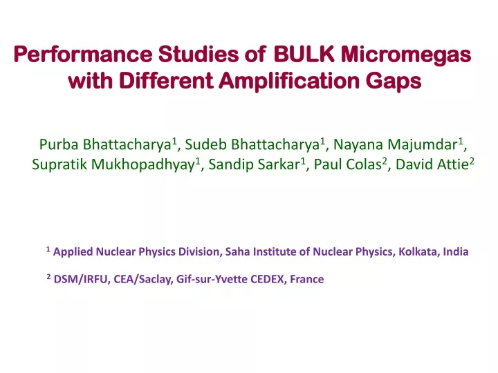 performance studies of bulk micromegas with