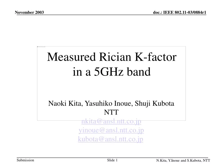 measured rician k factor in a 5ghz band