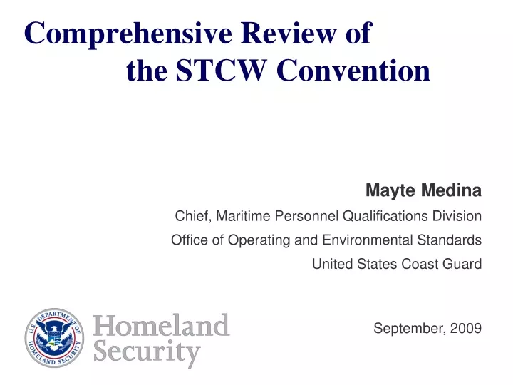 comprehensive review of the stcw convention