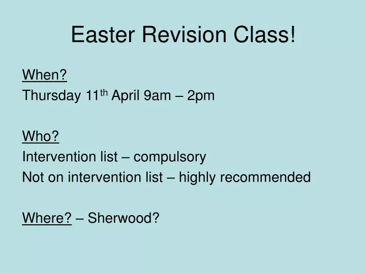 easter revision class