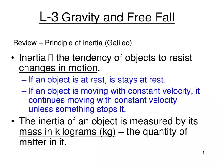 l 3 gravity and free fall
