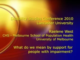 What do we mean by support for people with impairment?